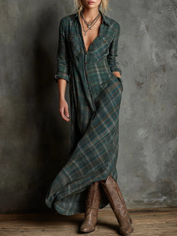 Women’s Plaid Maxi Shirt Dress
