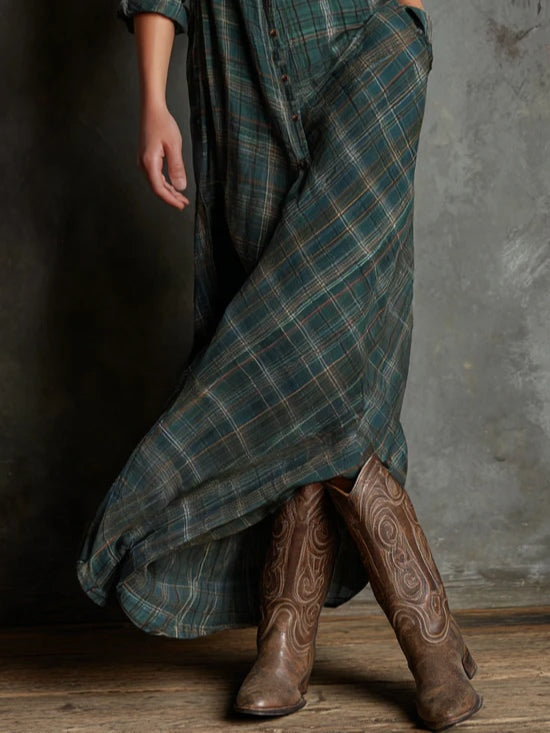 Women’s Plaid Maxi Shirt Dress