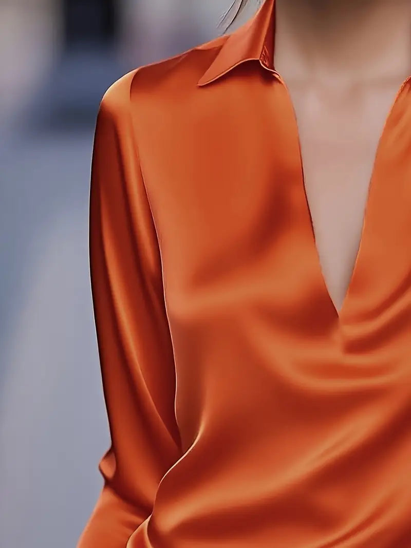 Women's Premium V-Neck Satin Blouse