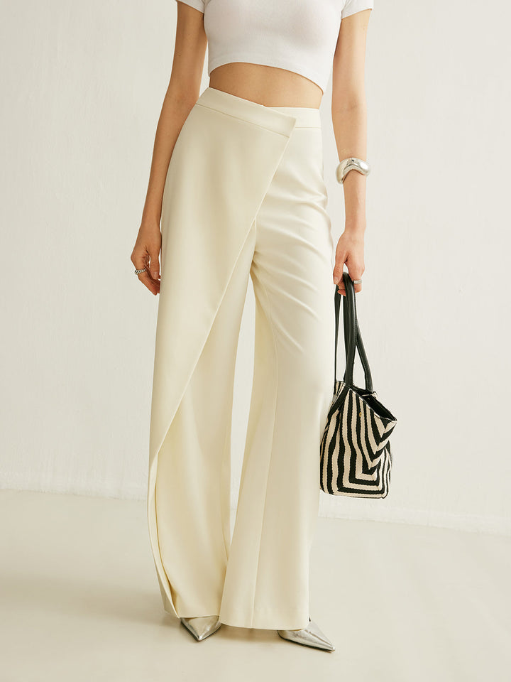 Women's High Waist Wide Leg Trousers Asymmetric Wrap Pants