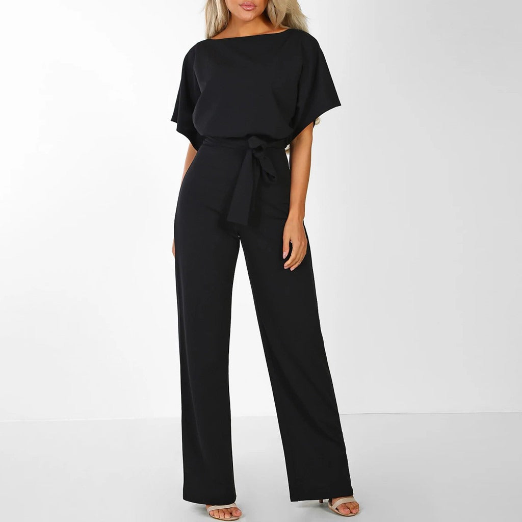 Women's Belted Wide-Leg Jumpsuit