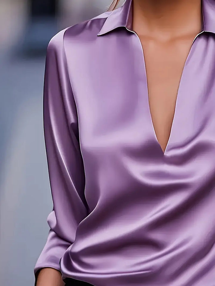 Women's Premium V-Neck Satin Blouse