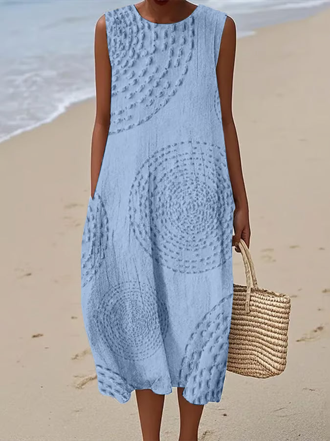 Women's Sleeveless Maxi Dress with Textured Design