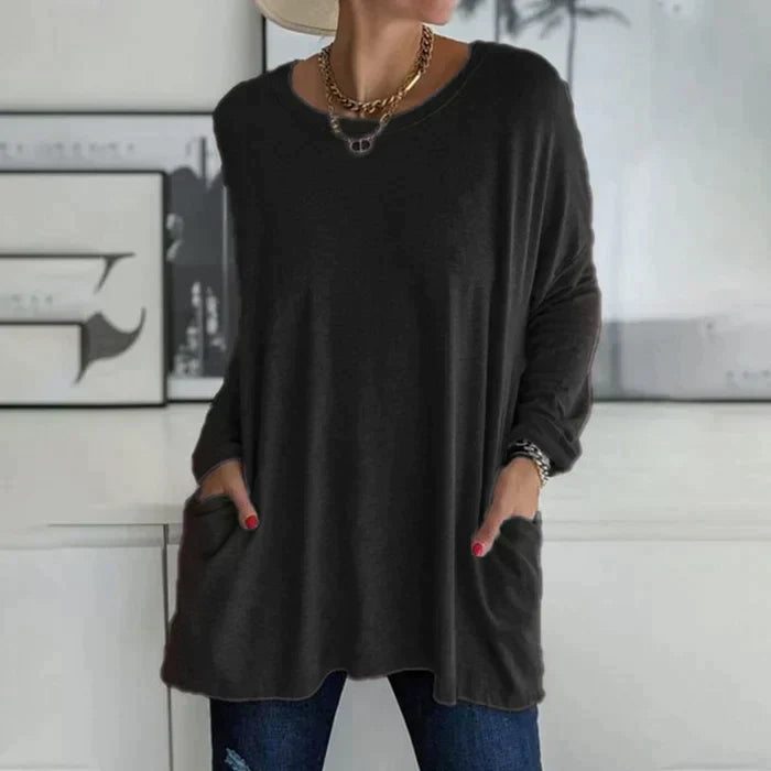 Women's Oversized Long Sleeve Tunic Top with Pockets