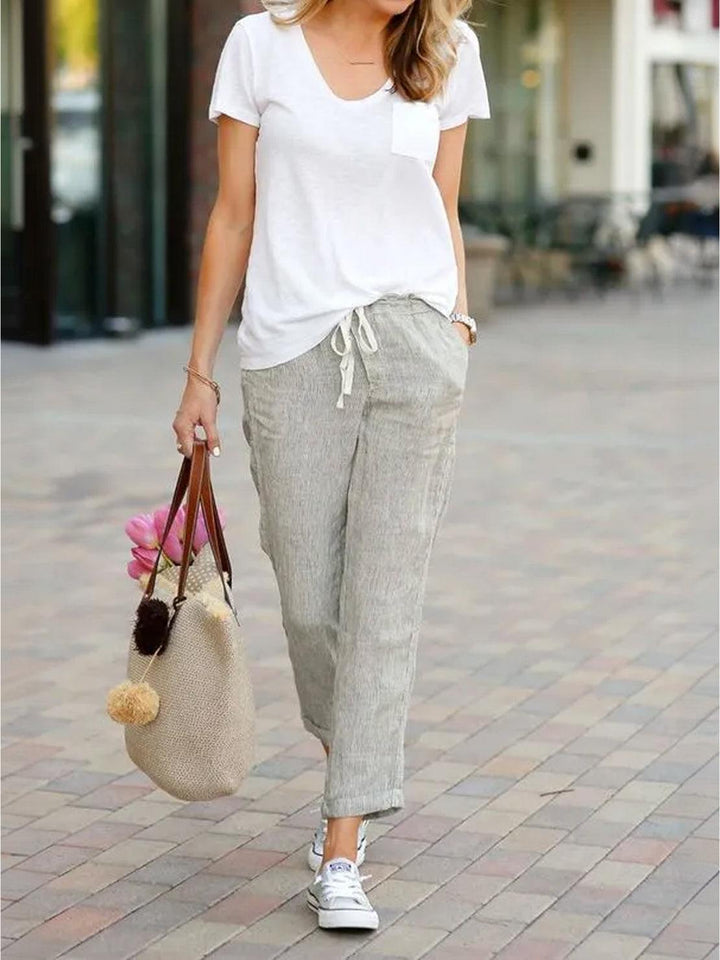 Women's Casual Drawstring Straight-Leg Casual Pants