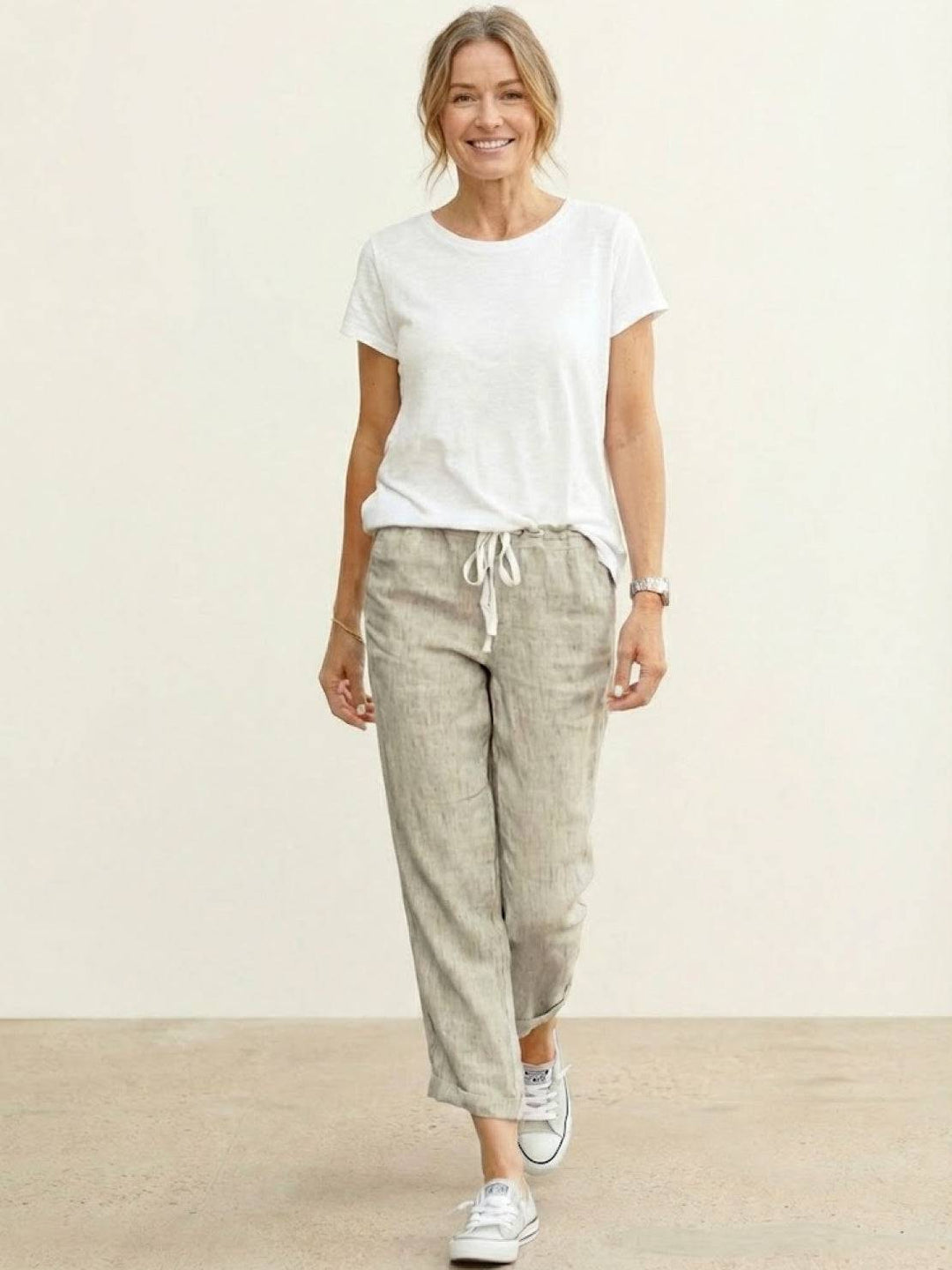 Women's Casual Drawstring Straight-Leg Casual Pants
