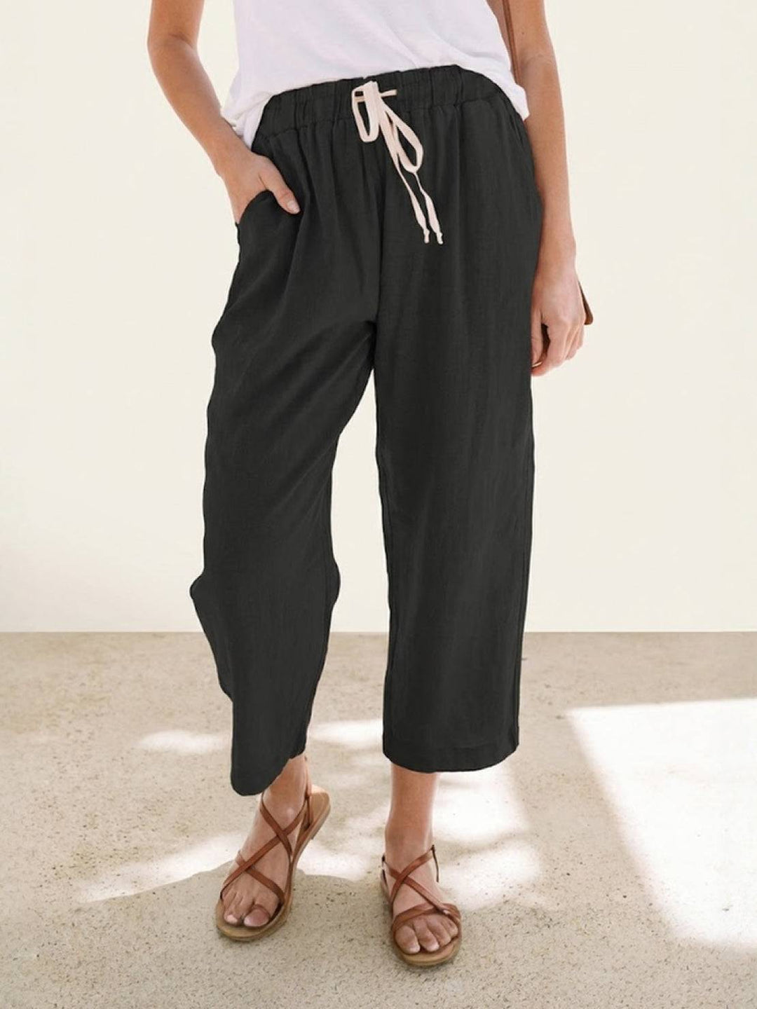 Women's Casual Drawstring Straight-Leg Casual Pants