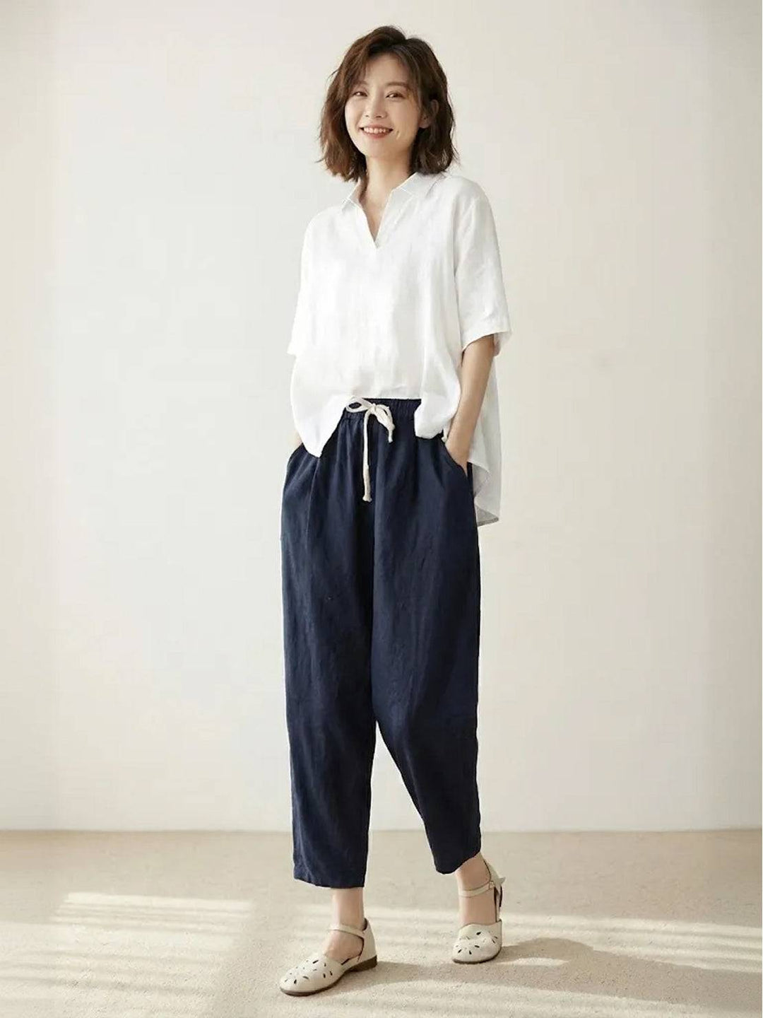Women's Casual Drawstring Straight-Leg Casual Pants
