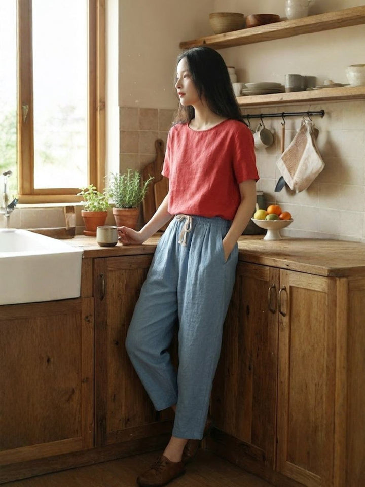 Women's Casual Drawstring Straight-Leg Casual Pants