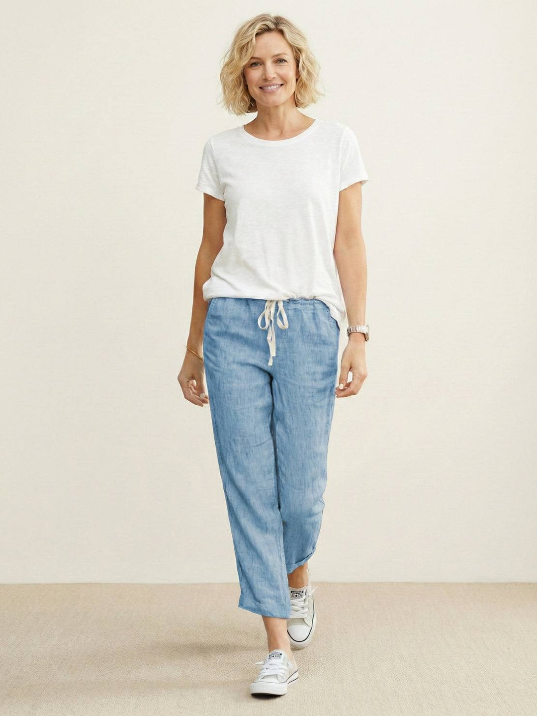 Women's Casual Drawstring Straight-Leg Casual Pants
