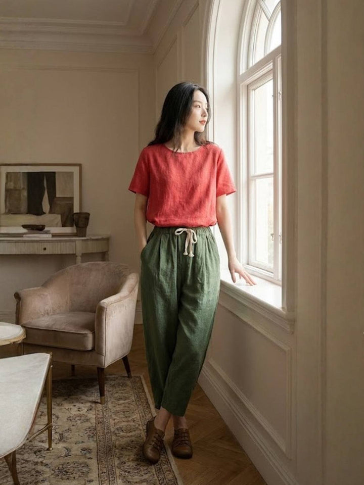 Women's Casual Drawstring Straight-Leg Casual Pants