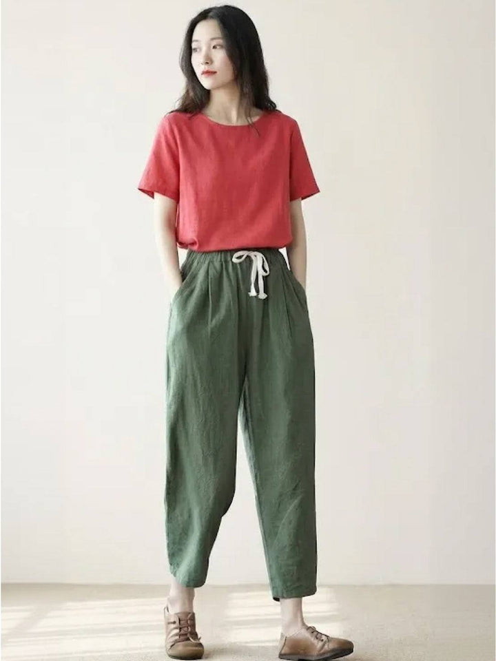 Women's Casual Drawstring Straight-Leg Casual Pants
