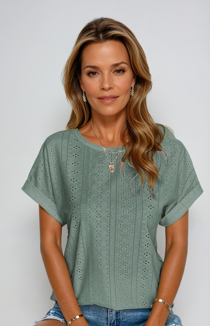 Women's Casual Eyelet Top