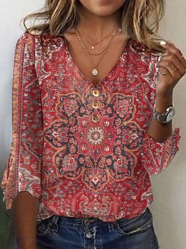 Women's Boho Ruffle Vintage Blouse