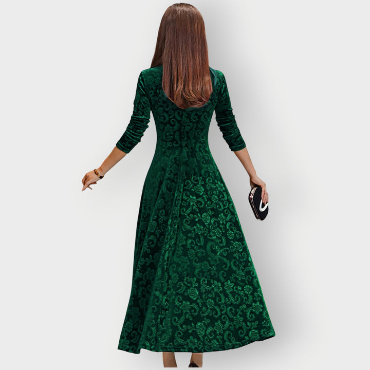 Women's Vintage Velvet Midi Dress