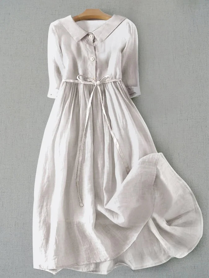 Women's  Elegant Half Sleeve Lace-Up Waist Dress