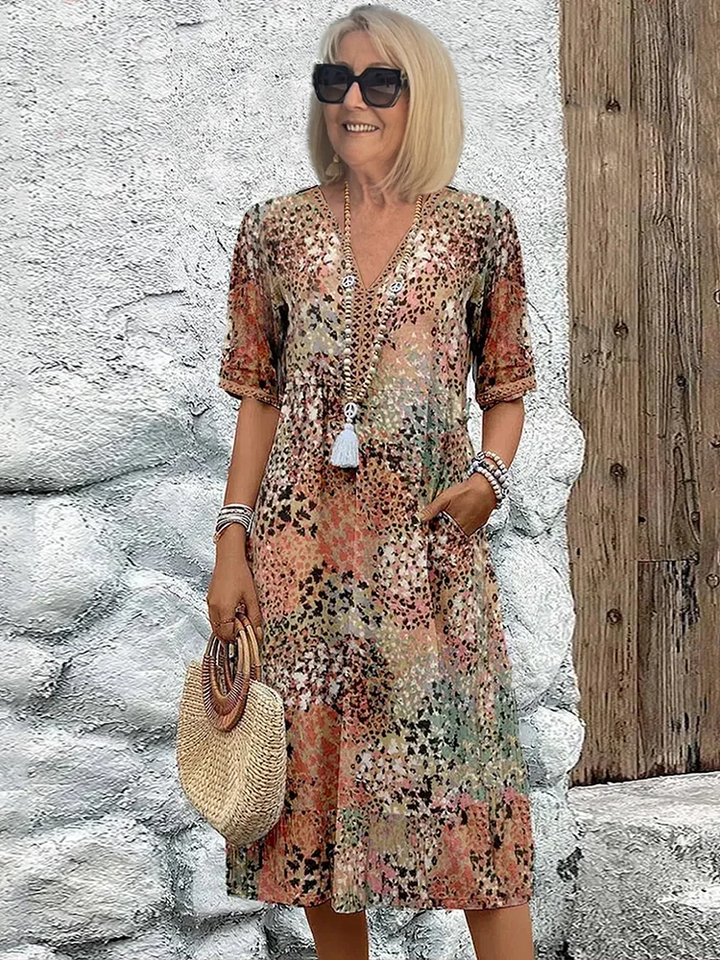 Women's Elegant Floral Midi Dress