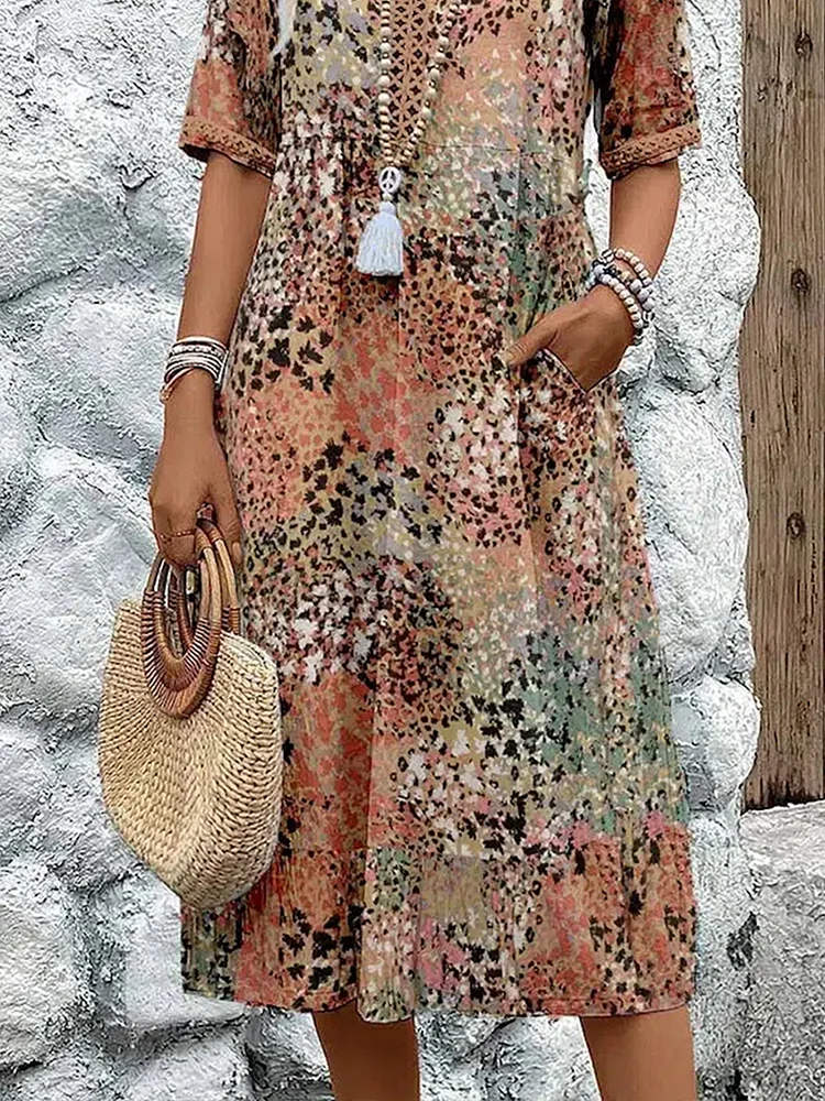 Women's Elegant Floral Midi Dress
