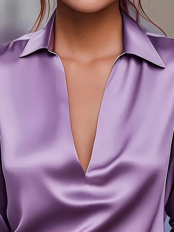 Women's Premium V-Neck Satin Blouse