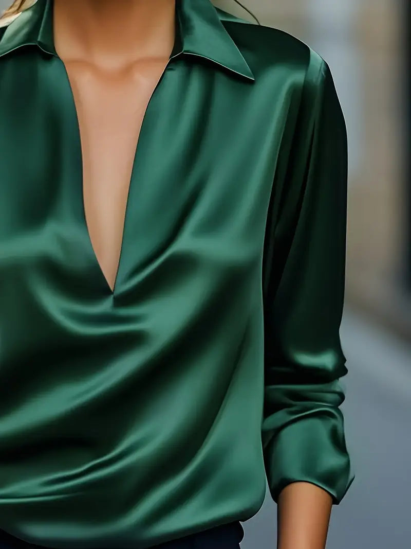 Women's Premium V-Neck Satin Blouse