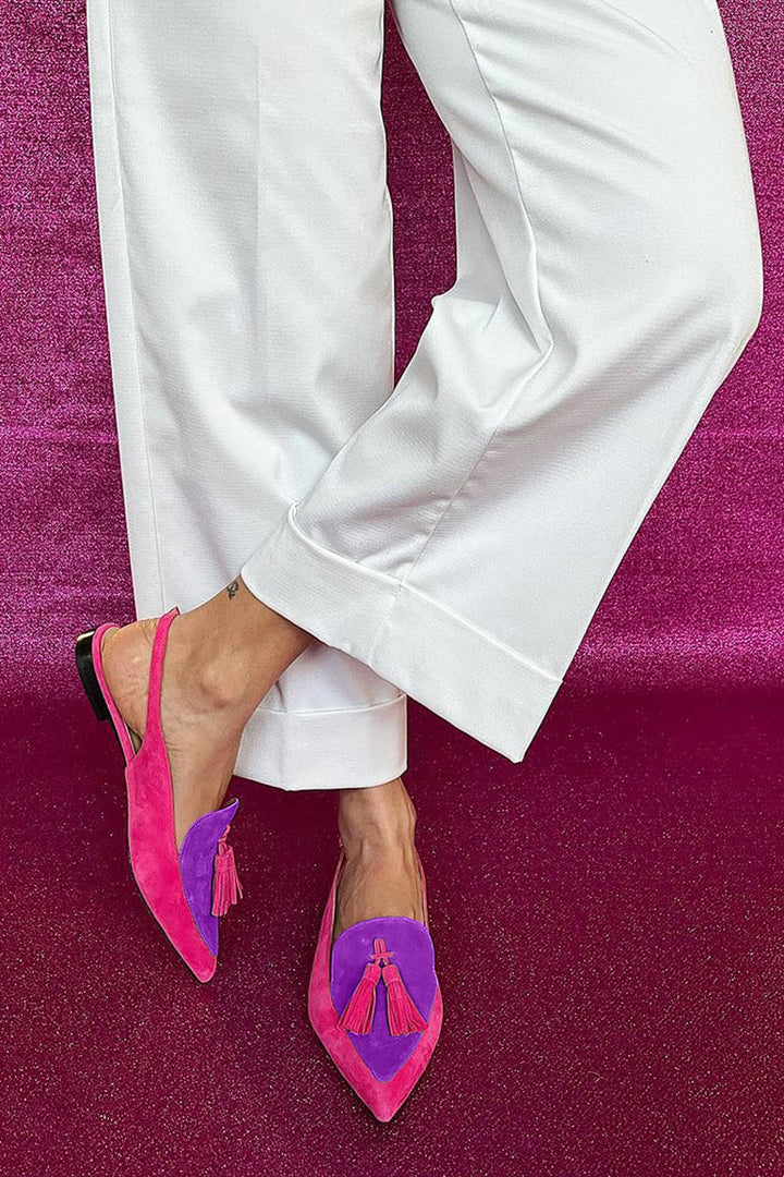 Women's Colourful Ballerinas with Fringes and Decorative Ankle Strap