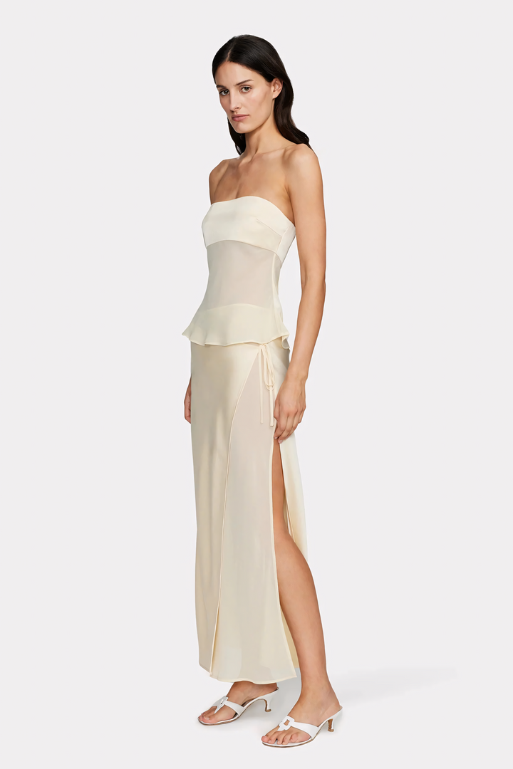 Women's Sheer Draped Strapless Dress
