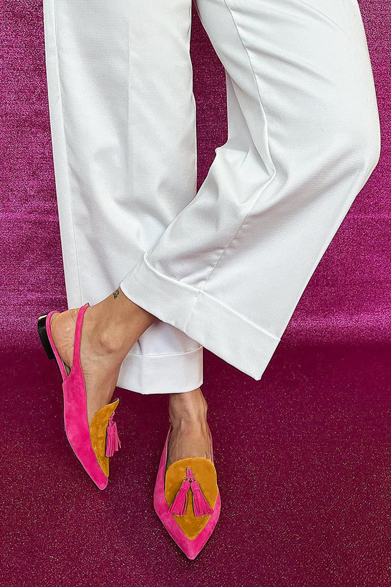 Women's Colourful Ballerinas with Fringes and Decorative Ankle Strap