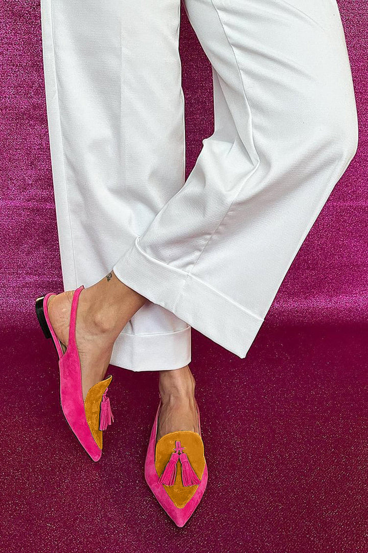 Women's Colourful Ballerinas with Fringes and Decorative Ankle Strap