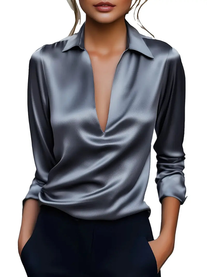 Women's Premium V-Neck Satin Blouse