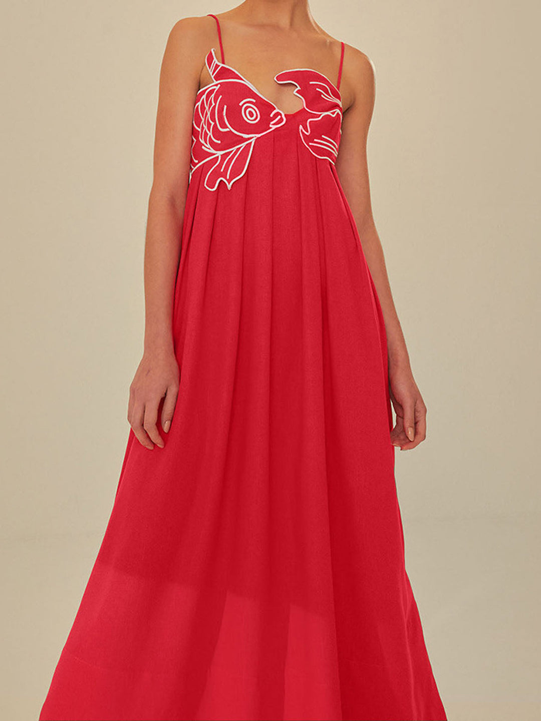 Women's Embroidered Spaghetti Strap Maxi Shift Dress