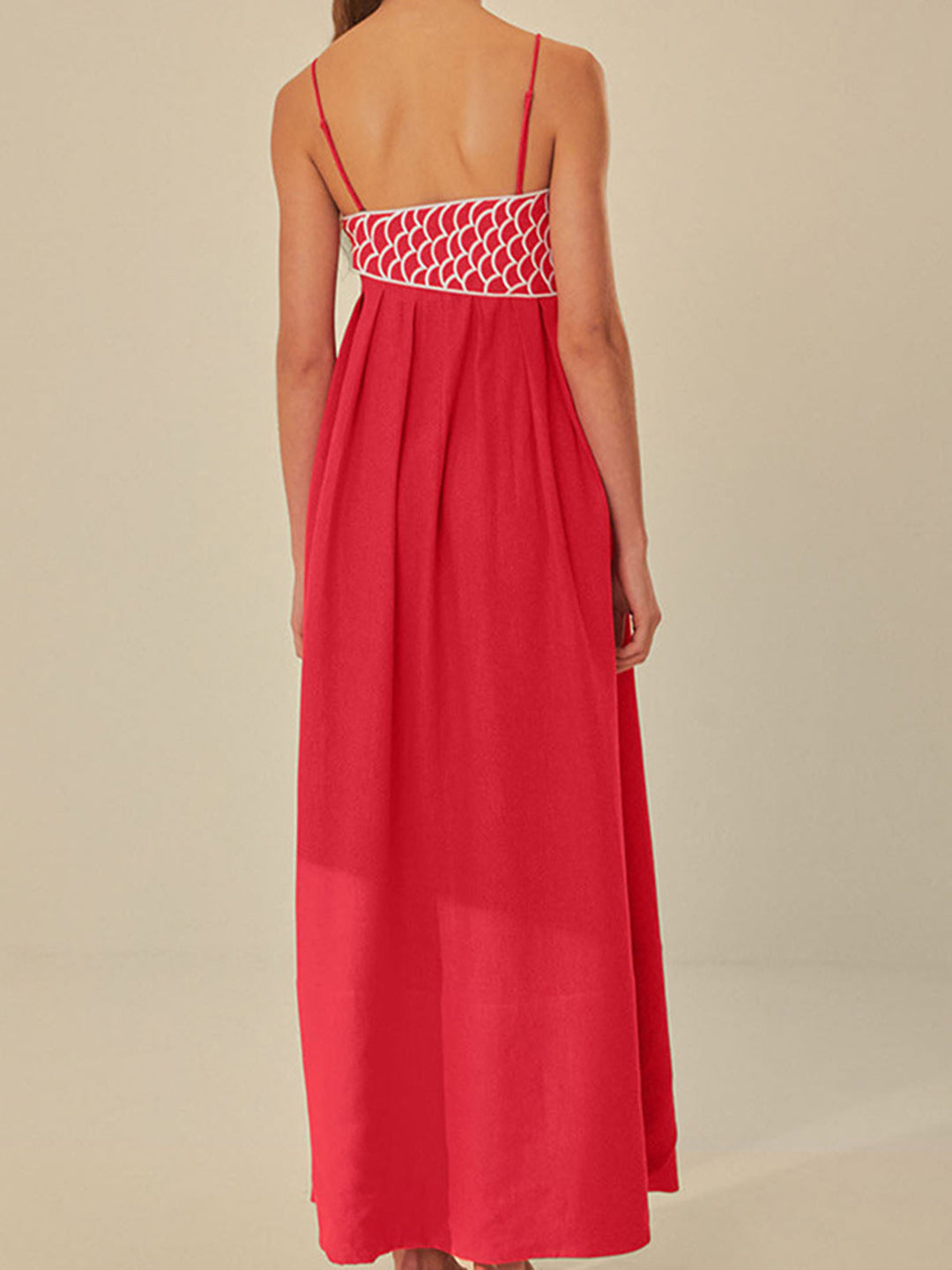 Women's Embroidered Spaghetti Strap Maxi Shift Dress