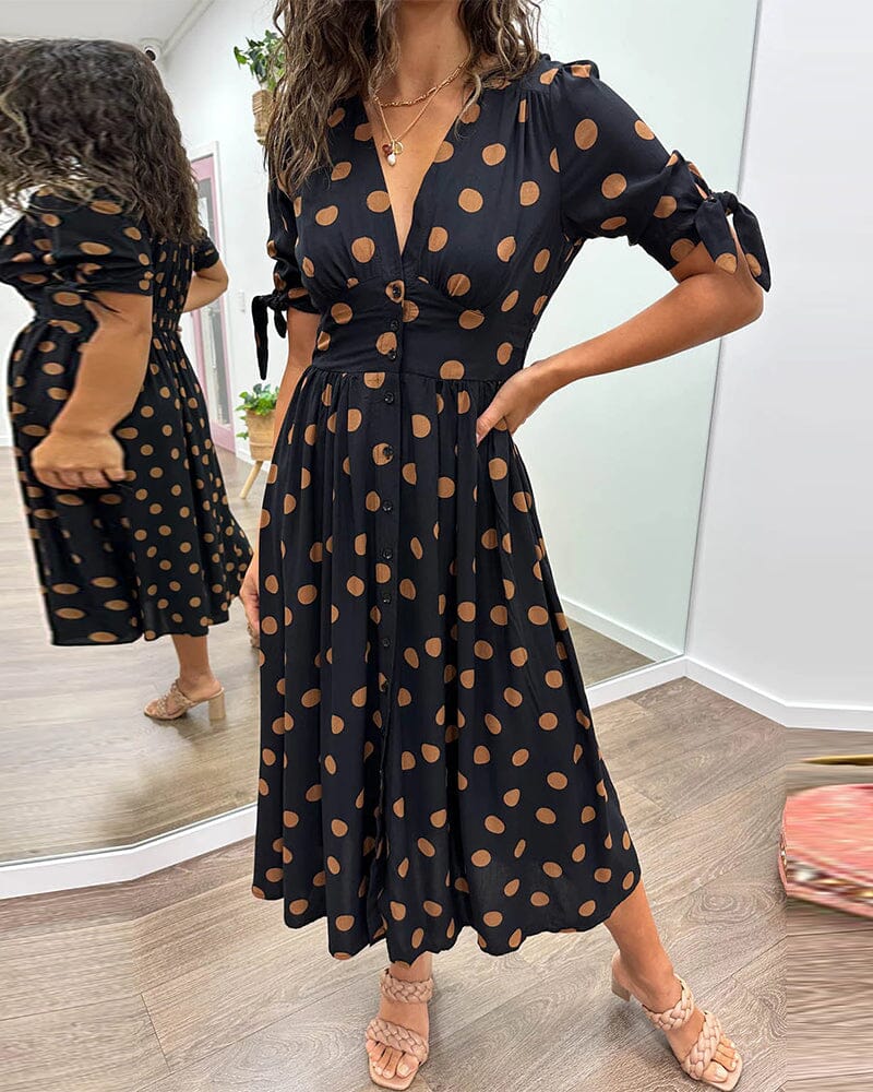 Women's Polka Dots V-Neck Dress