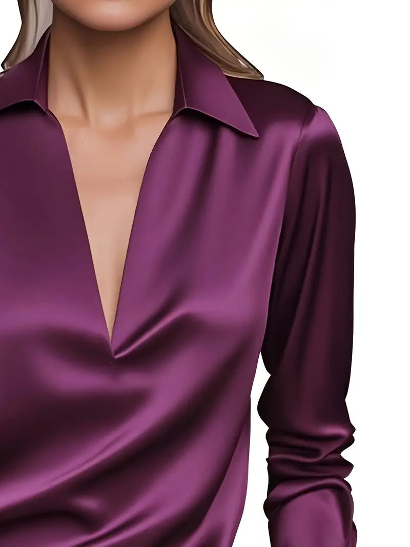 Women's Premium V-Neck Satin Blouse
