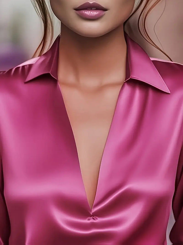 Women's Premium V-Neck Satin Blouse