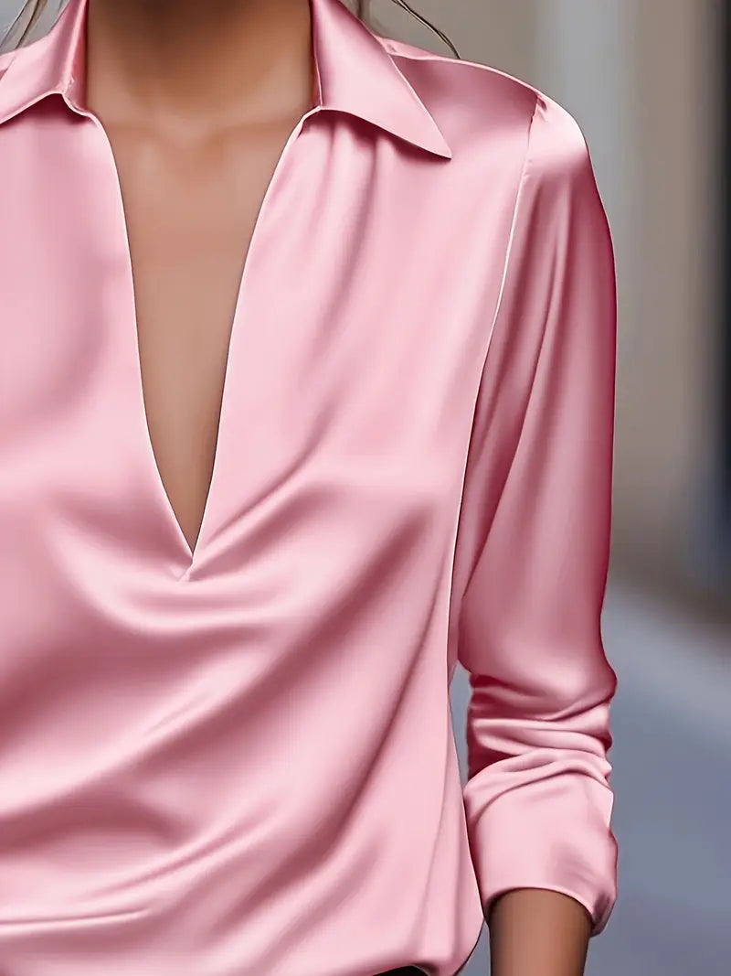 Women's Premium V-Neck Satin Blouse