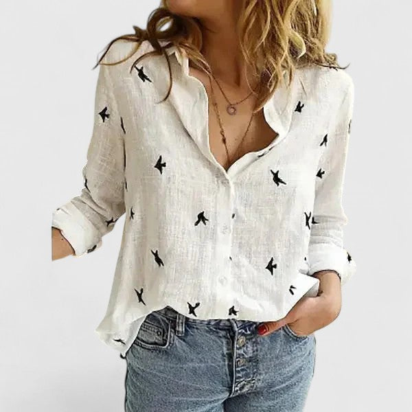 Women's Linen Button Down Shirt Relaxed Fit Collar