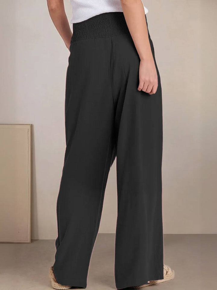 Women's Wide Leg Pants High Waist Smocked Palazzo Trousers