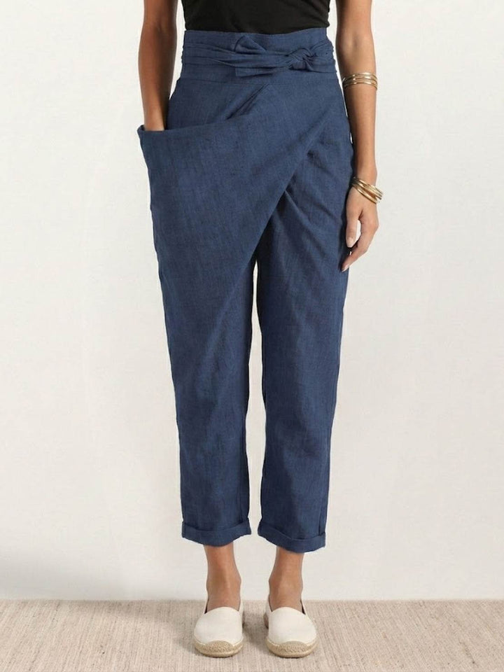 Women's High Waist Wrap Front Cropped Tapered Pants