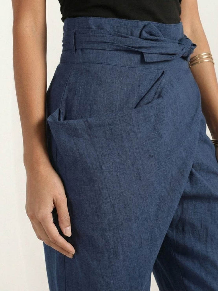 Women's High Waist Wrap Front Cropped Tapered Pants