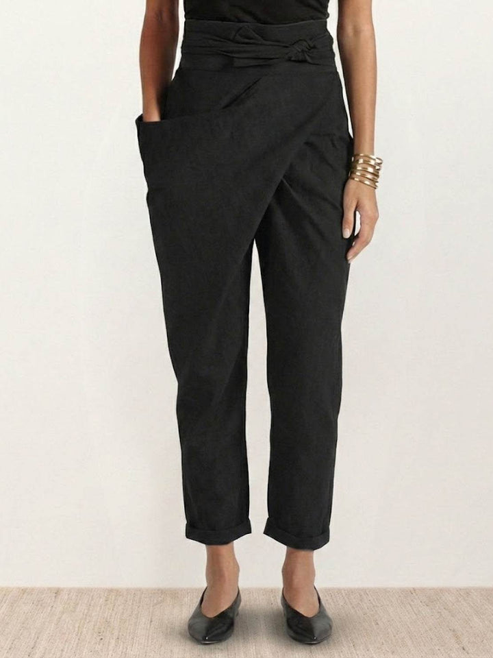 Women's High Waist Wrap Front Cropped Tapered Pants