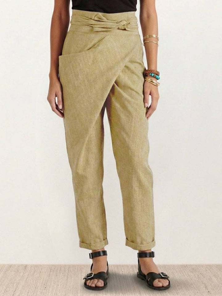 Women's High Waist Wrap Front Cropped Tapered Pants