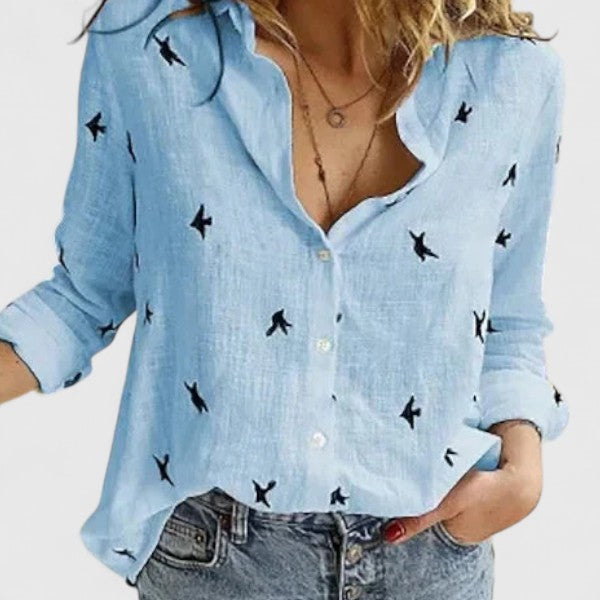 Women's Linen Button Down Shirt Relaxed Fit Collar