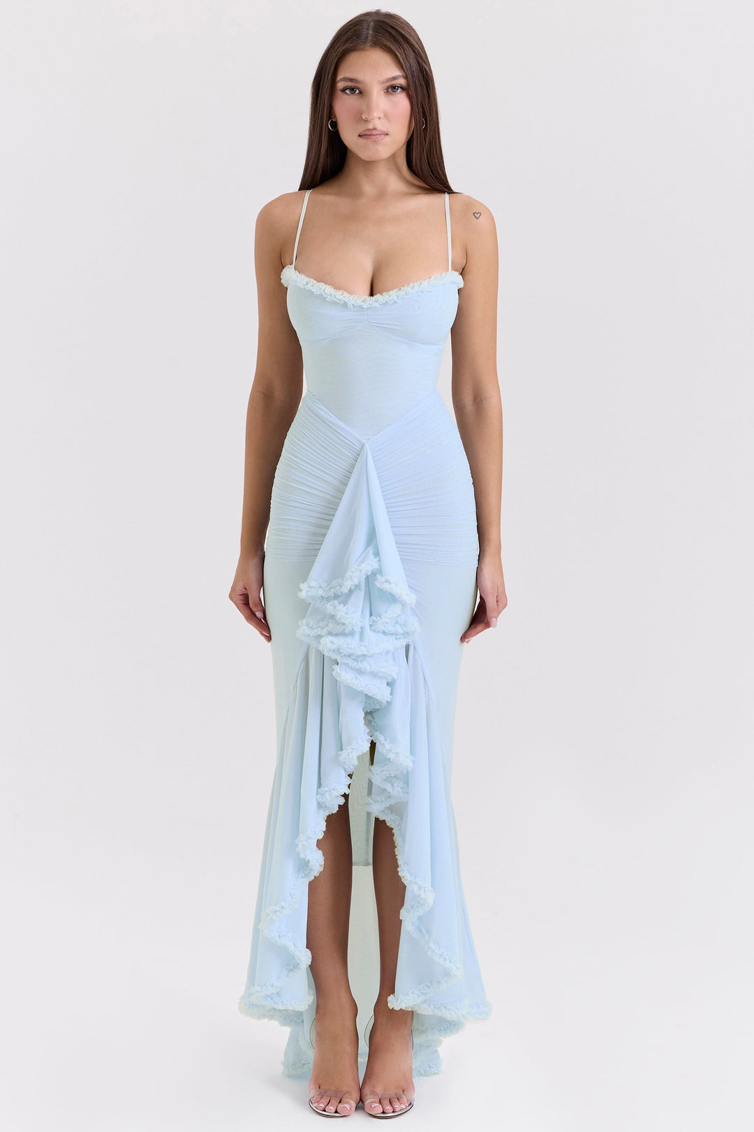Women's Ruffled Mesh Maxi Dress