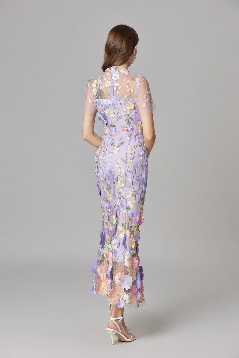 Women's 3D Floral Embroidered Sleeveless Maxi Dress