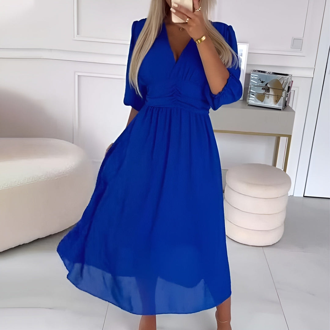 Women's Wrap Tummy Control Flowy Draped Dress Evening