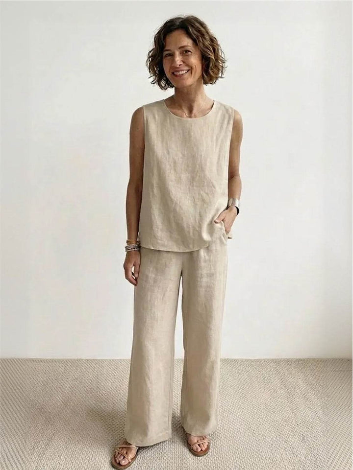 Women's Sleeveless Tank Top and Wide-Leg Pants Set