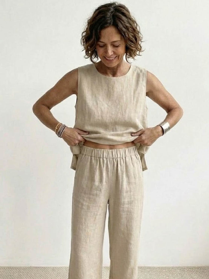 Women's Sleeveless Tank Top and Wide-Leg Pants Set