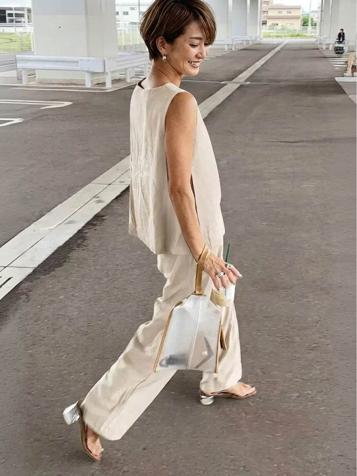 Women's Sleeveless Tank Top and Wide-Leg Pants Set