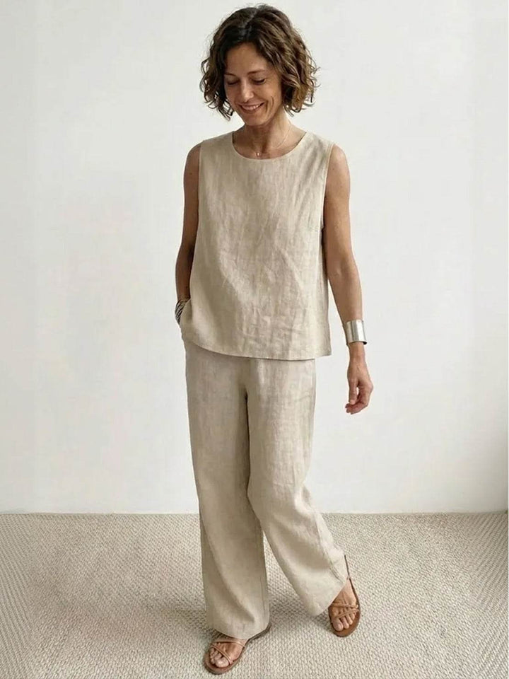 Women's Sleeveless Tank Top and Wide-Leg Pants Set