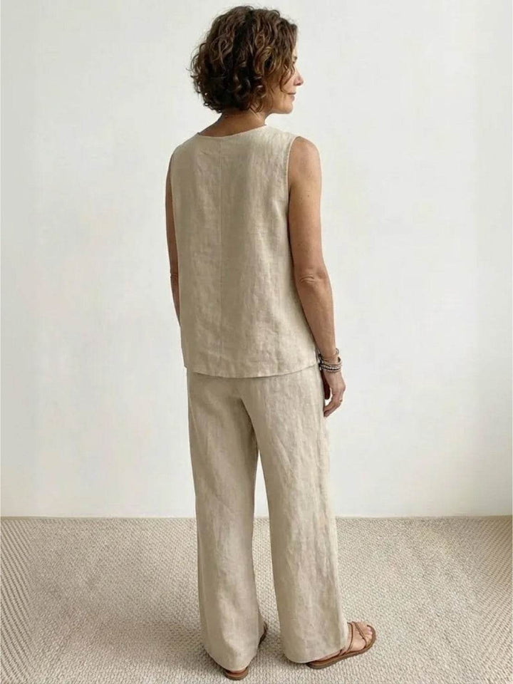Women's Sleeveless Tank Top and Wide-Leg Pants Set